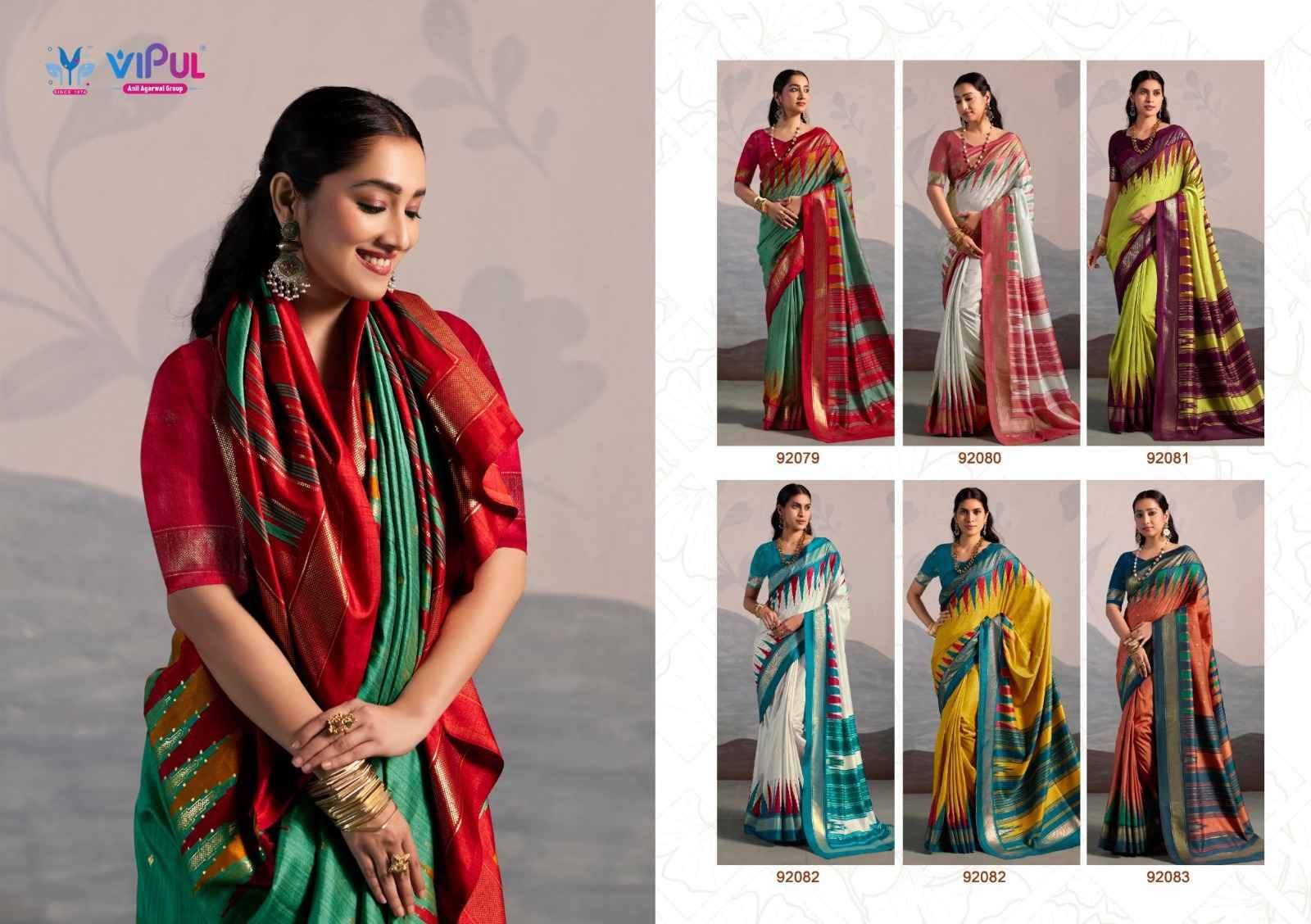 Sentosa silk 92079 Series By Vipul Fashion 92079 to 92084 Series Indian Traditional Wear Collection Beautiful Stylish Fancy Colorful Party Wear & Occasional Wear Weightless Sarees At Wholesale Price